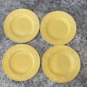 Lenox Poppies Rainbow Yellow Set of 4 Salad Lunch Plates 8.4" Chinastone Flowers